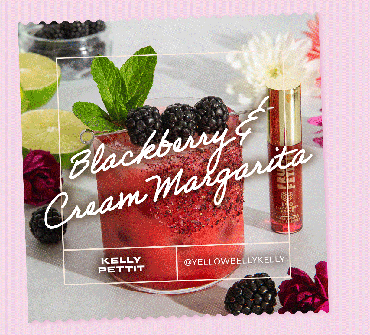Blackberry cobbler Claire Gibaut  @heresyourbite;  Coconut Cocoa Tres Leches Cake Tuyen Nguyen @lifewithtuyen; Honey Fig Salad Nakeyta Glover @natually_nakeyta; Lychee Spritz Sarah Louise Rhodes @thespritzeffect; Blackberries & Cream Margarita Kelly Pettit @yellowbellykelly; Choco-coco Mousse Morgan Lynzi @morganlynzi 