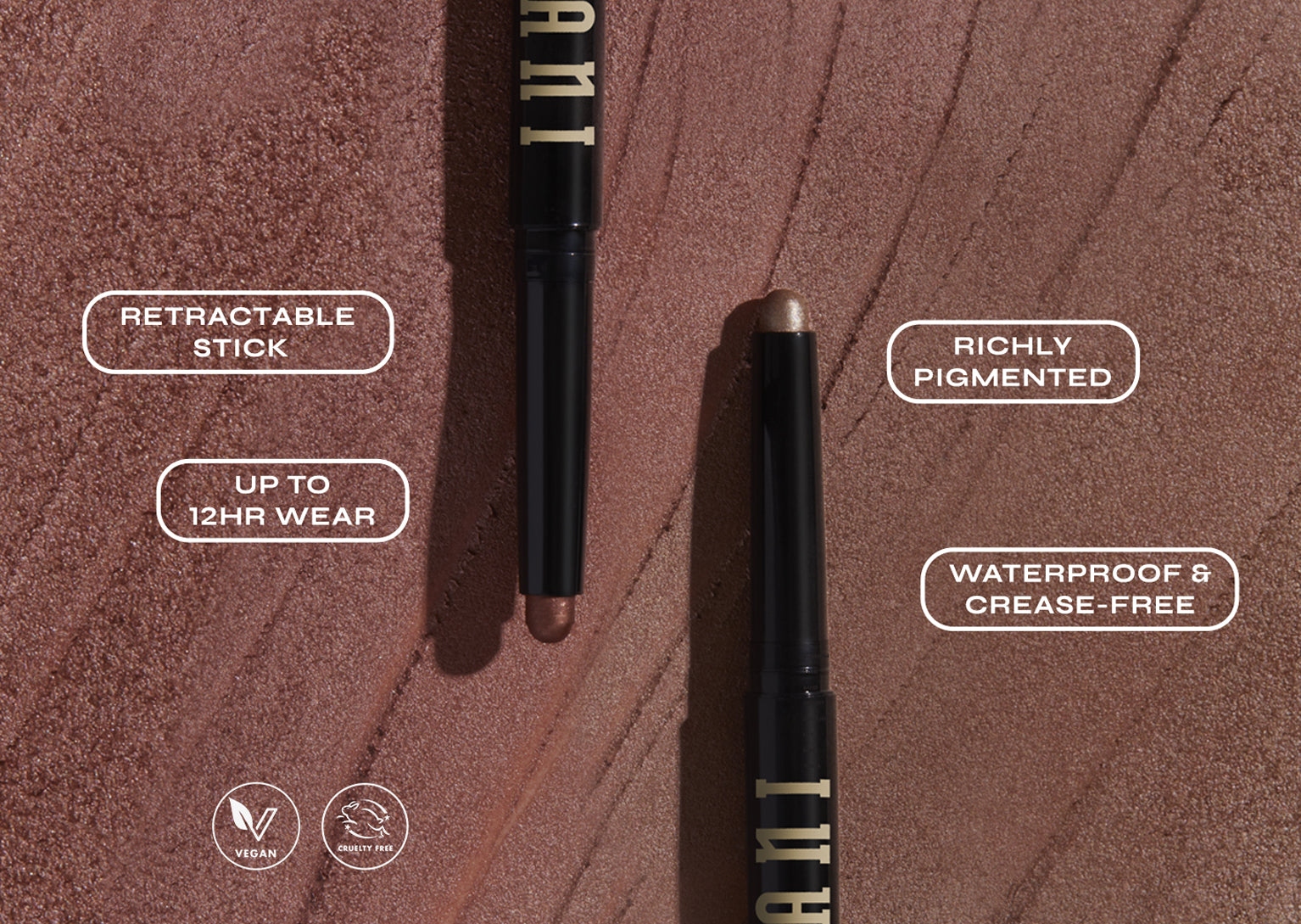 retractable stick, up to 12 hr wear, richly pigmented, waterproof & crease-free 
